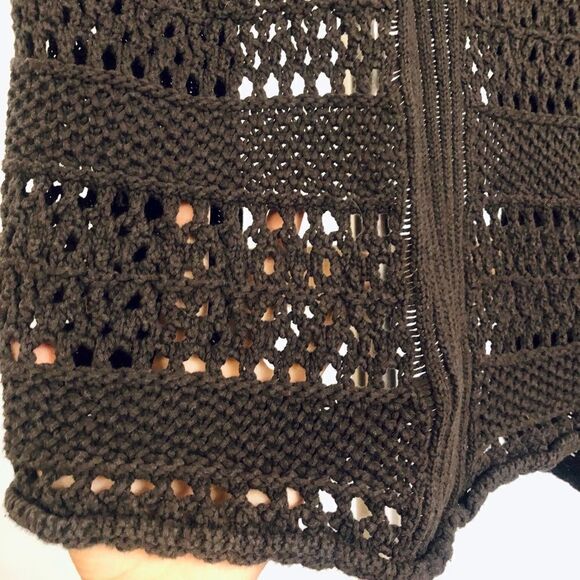 Calvin KLEIN Dark Grey Open Knit‎ Sleeveless Cardigan Vest Sz XS - Picture 5 of 7